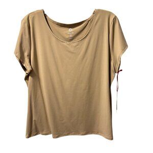 Ruby Rd. Womens Sz  XL Beige Short Sleeve Top Nylon/Spandex Blend
